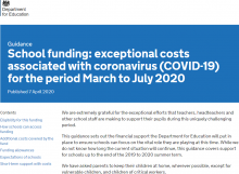 School Funding  Exceptional Costs Associated With Coronavirus (COVID-19) For The Period March To July 2020 - GOV UK